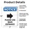 Signmission Please Use Main Entrance OSHA Notice Sign, Plastic, 7in W x 10in L, 2PK OS-2PACK-NS-P-710-V-17620 - alternate 2